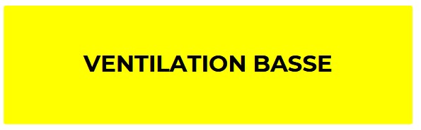 ETIQUETTE "VENTILATION BASSE" 150X75 LETTRAGE NOIR SUR FOND JAUNE