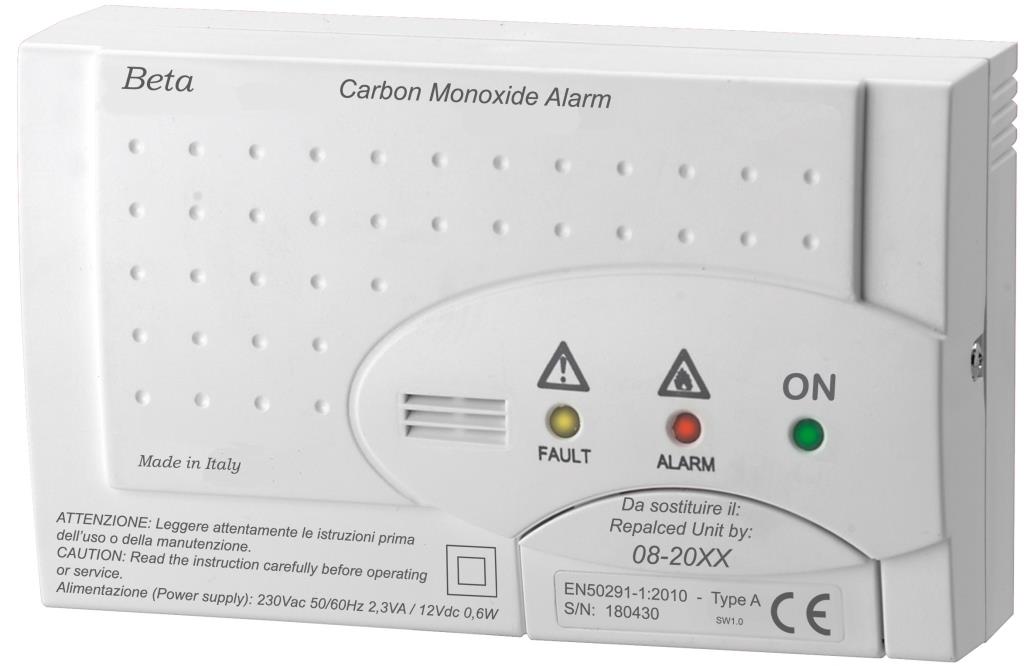 CAPTEUR DE DETECTION CO MONOXYDE DE CARBONE 230V + BUZZER ET RELAI