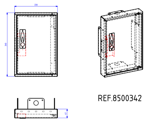 [8500342] PORTE ALUMINIUM DE REPARATION DE COFFRET S22 SIMPLE 8500342