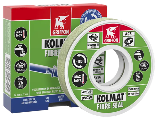 [GFV6300531] BANDE D'ETANCHEITE POUR RACCORD FILETE KOLMAT FIBRE SEAL RL 12MM X 15M EN751-2 NF540
