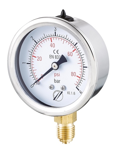 [MTDM63VI-0.6] MANO SEC RADIAL DIAM63 0/600MB PRISE CAL 1/4" - CLASSE 1,6 BOITIER INOX SEC